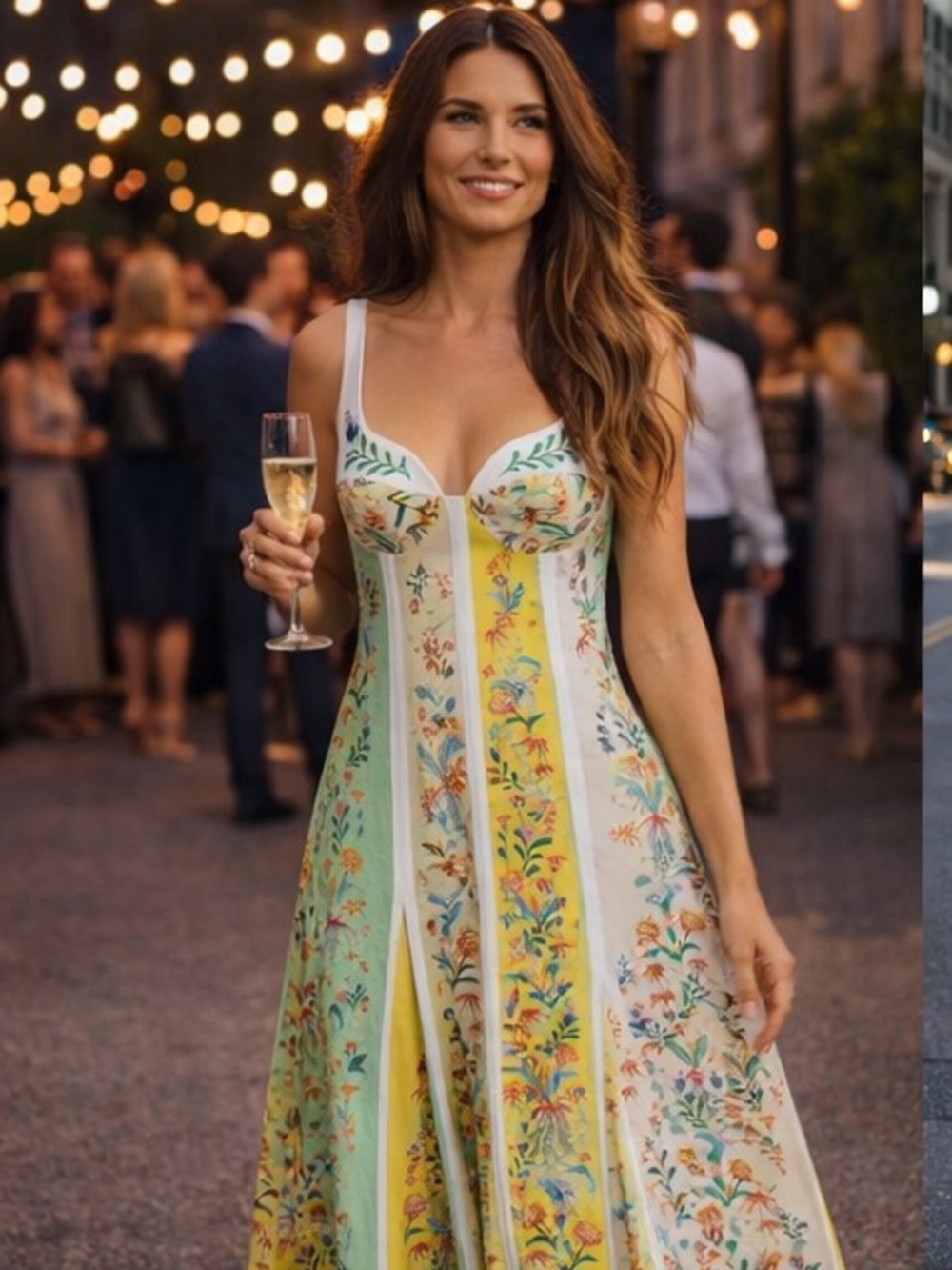 FARM Rio Mint & Yellow Floral Panel Maxi Dress - Picture 14 of 15